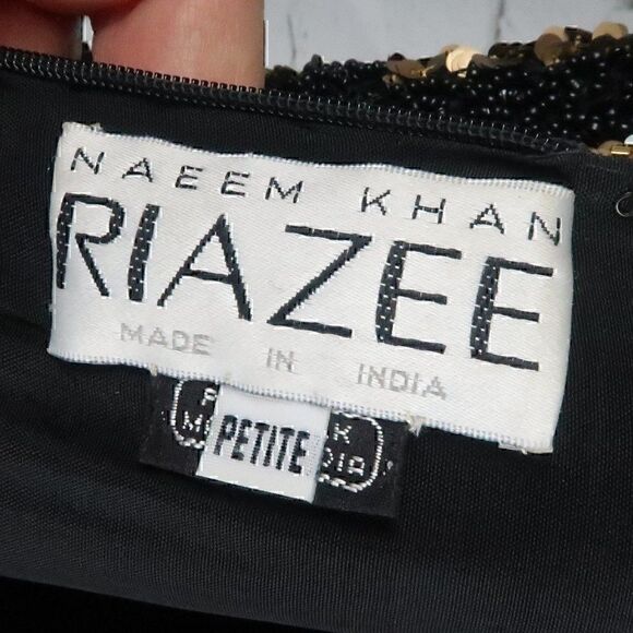 NAEEM KHAN RIAZEE VINTAGE SILK MULTI COLORED BEADED FRINGE SEQUIN PARTY DRESS - Picture 2 of 14